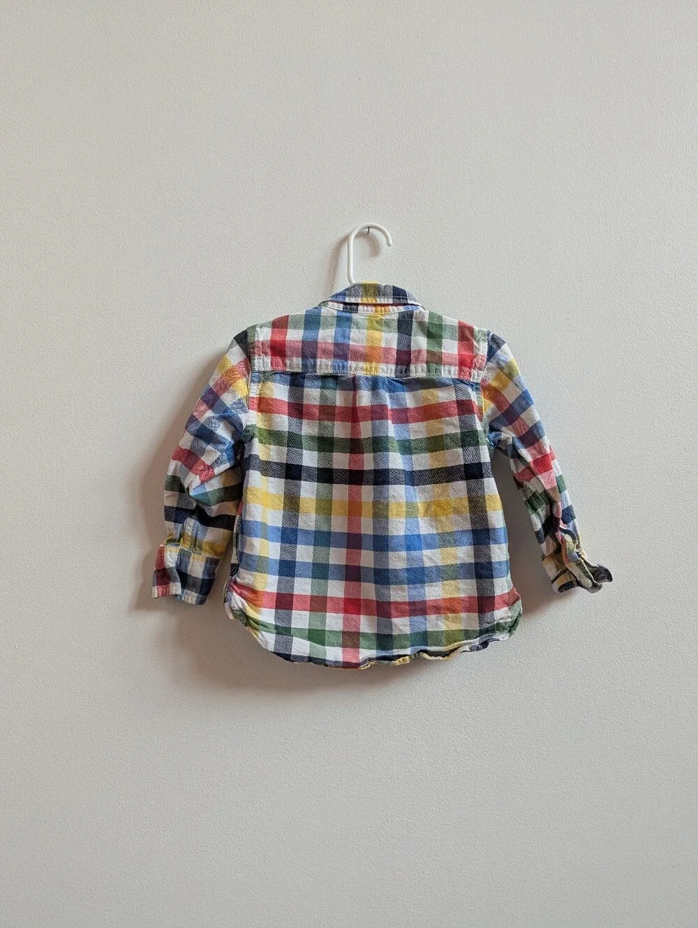 Baby Gap Button Down Shirt Boys 2Y Rainbow Plaid Long Sleeve